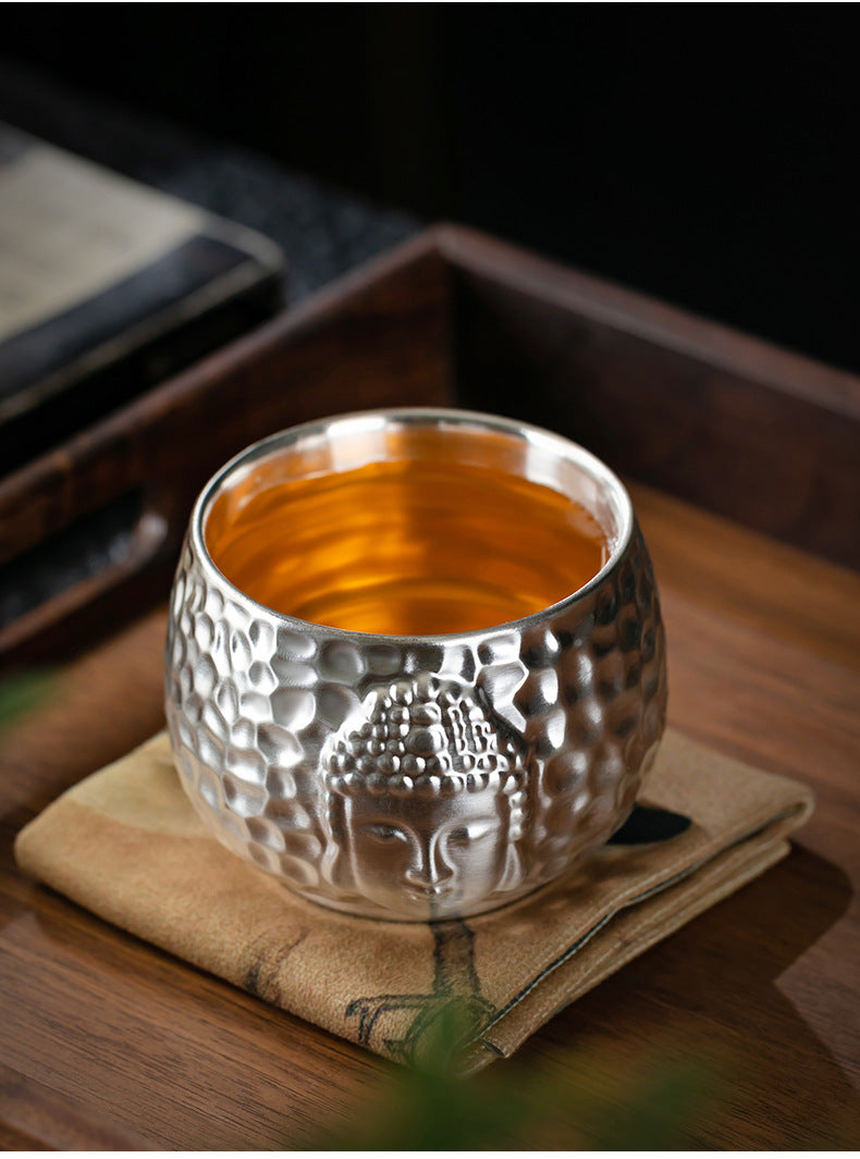 Li Bin Silver Cup Pure Silver One Thought Tea Cup Ceramic Master Cup Single Cup High-end Kung Fu Tea Set Gilded Silver Water Cup