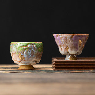 High-End Tea Cup Evergreen Glaze Handmade Retro Tea Cup Master Cup Tea Ceramic Single Cup Egg Cup Gift Box