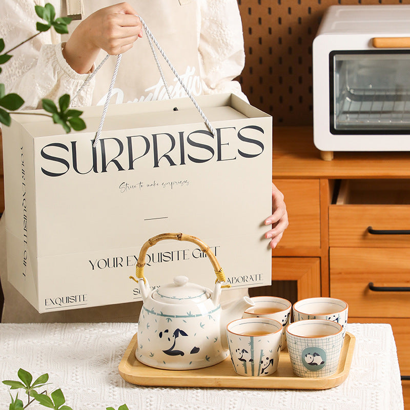 Panda Tea Set Gift Box Set Cup Kettle High-end Luxury Afternoon Tea Ceramic Teapot Teacup Housewarming Cupware