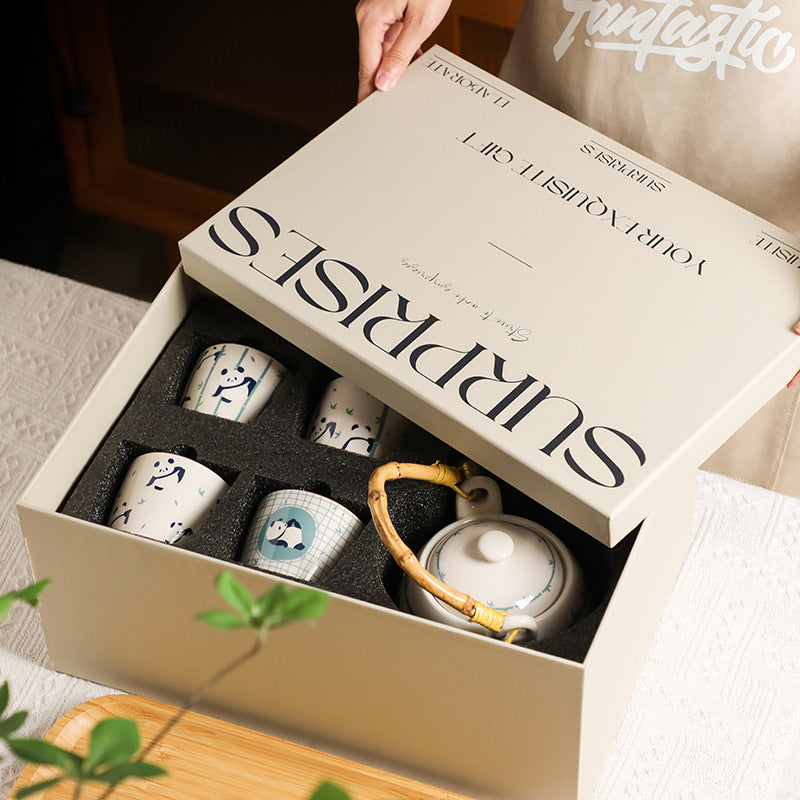 Panda Tea Set Gift Box Set Cup Kettle High-end Luxury Afternoon Tea Ceramic Teapot Teacup Housewarming Cupware