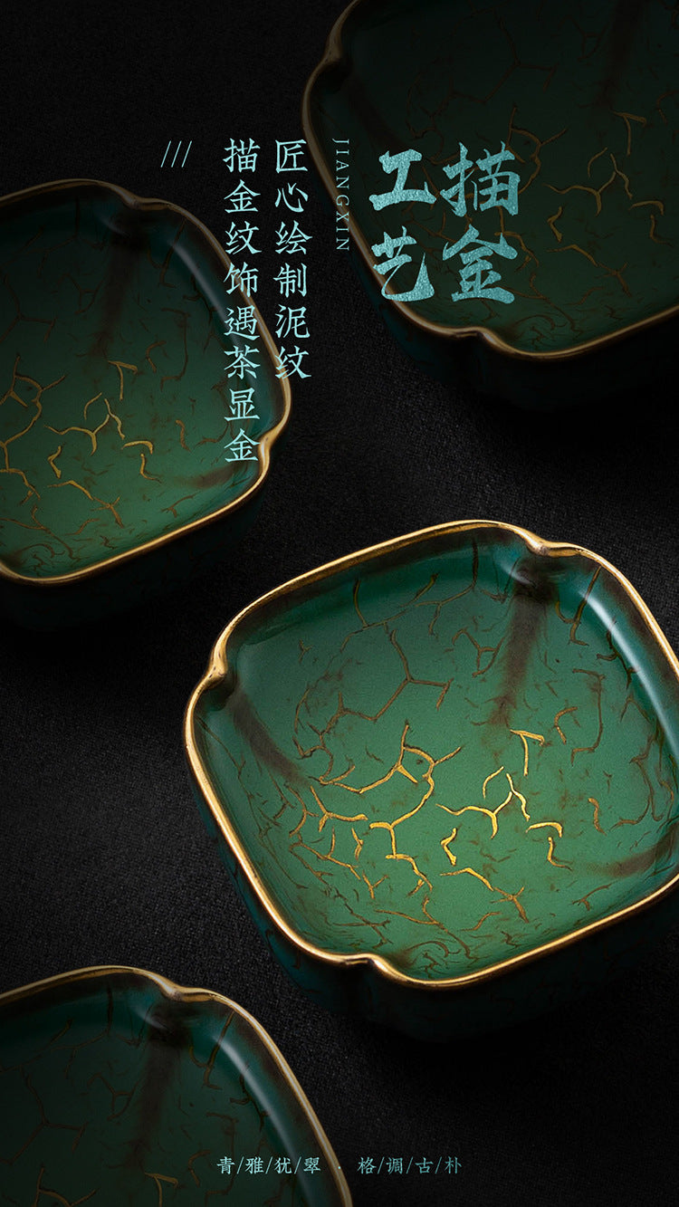 High-End Tea Cup Evergreen Glaze Handmade Retro Tea Cup Master Cup Tea Ceramic Single Cup Egg Cup Gift Box