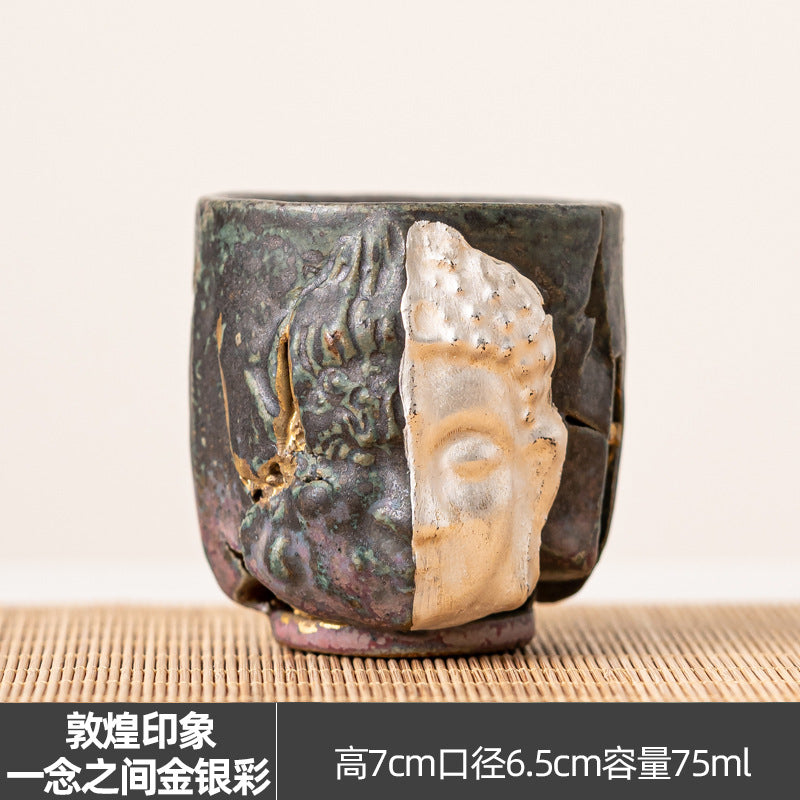 Dunhuang One Thought Between Master Cup Shino Yaki Ceramic Cup Handmade Cultural Creative High-end Retro Tea Cup Tasting Cup