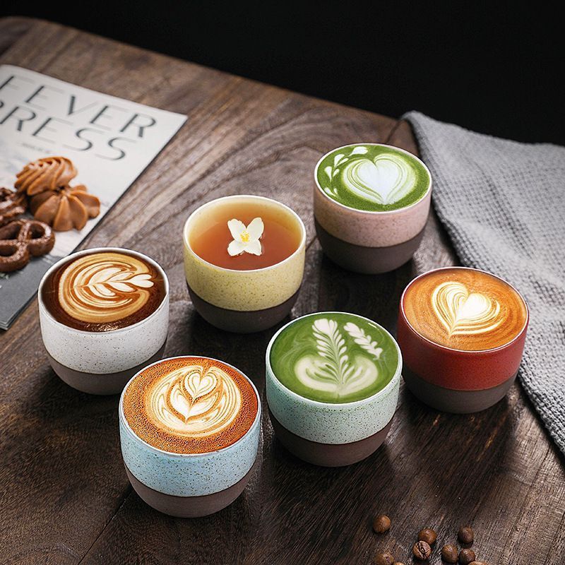 Cross-Border Retro Coarse Pottery Espresso Cup Japanese Creative Colorful Master Cup Tea Cup Matte Texture Spot Cup Wholesale