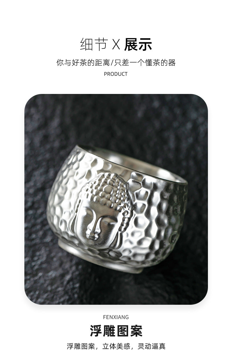 Li Bin Silver Cup Pure Silver One Thought Tea Cup Ceramic Master Cup Single Cup High-end Kung Fu Tea Set Gilded Silver Water Cup