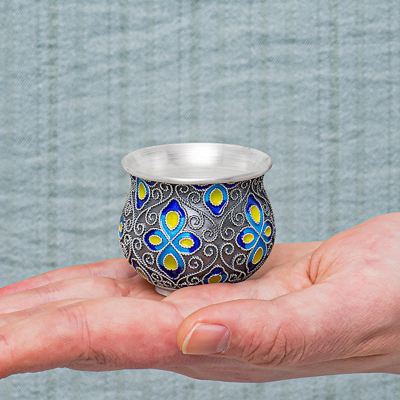 Back to Yintang Silver Teacup999Pure Silver Cup Tasting Cup Handmade Cloisonné Enamel Small Tea Cup Kung Fu Tea Set