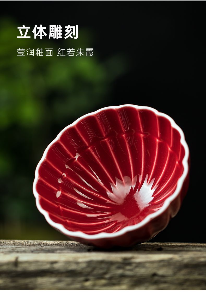 Official Kiln Specialty Ji Red Glaze Tea Cup High-end Ceramic Tasting Cup Chinese Kung Fu Tea Cup