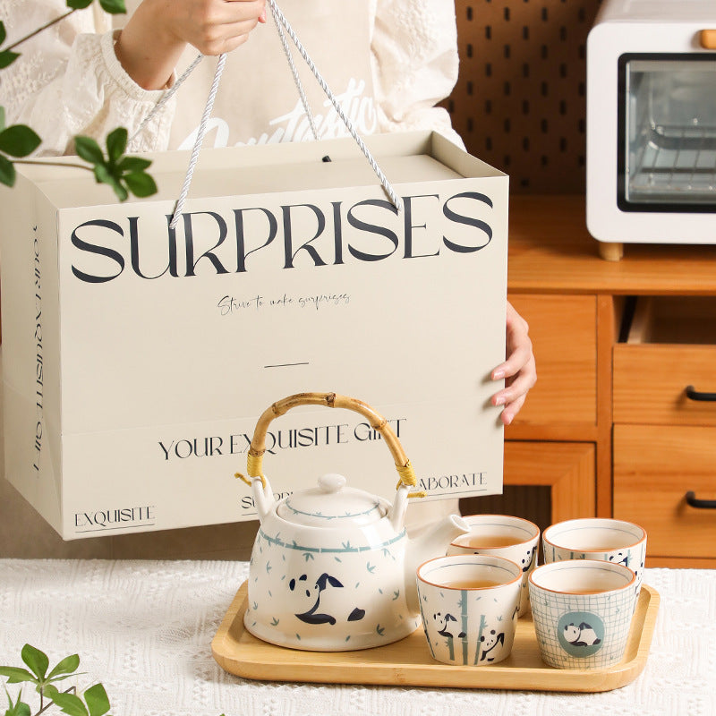 Panda Tea Set Gift Box Set Cup Kettle High-end Luxury Afternoon Tea Ceramic Teapot Teacup Housewarming Cupware