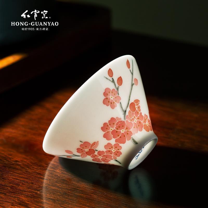 Ceramic Tea Set Cup Four Gentlemen Gift Kung Fu High-end Set Master Cup Glaze Tea Cup Underglaze Liqui Red Official Kiln