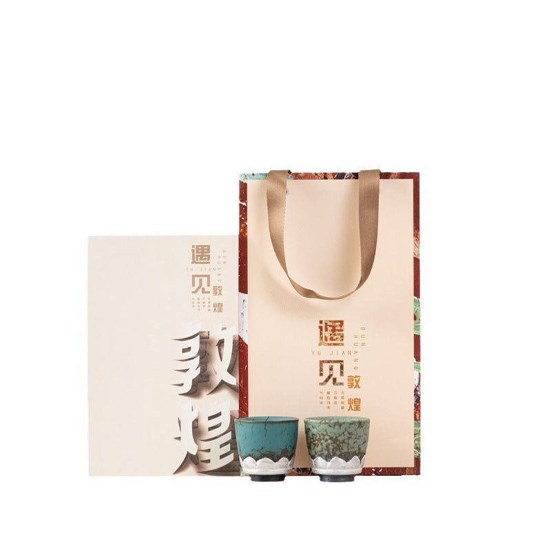 Cultural and Creative Encounter with Dunhuang Couple Mugs Retro Tea Cups Ceramic Master Cups High-end Gift Box Set for Annual Meeting Souvenirs