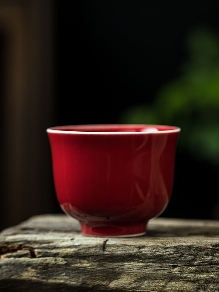 Official Kiln Specialty Ji Red Glaze Tea Cup High-end Ceramic Tasting Cup Chinese Kung Fu Tea Cup