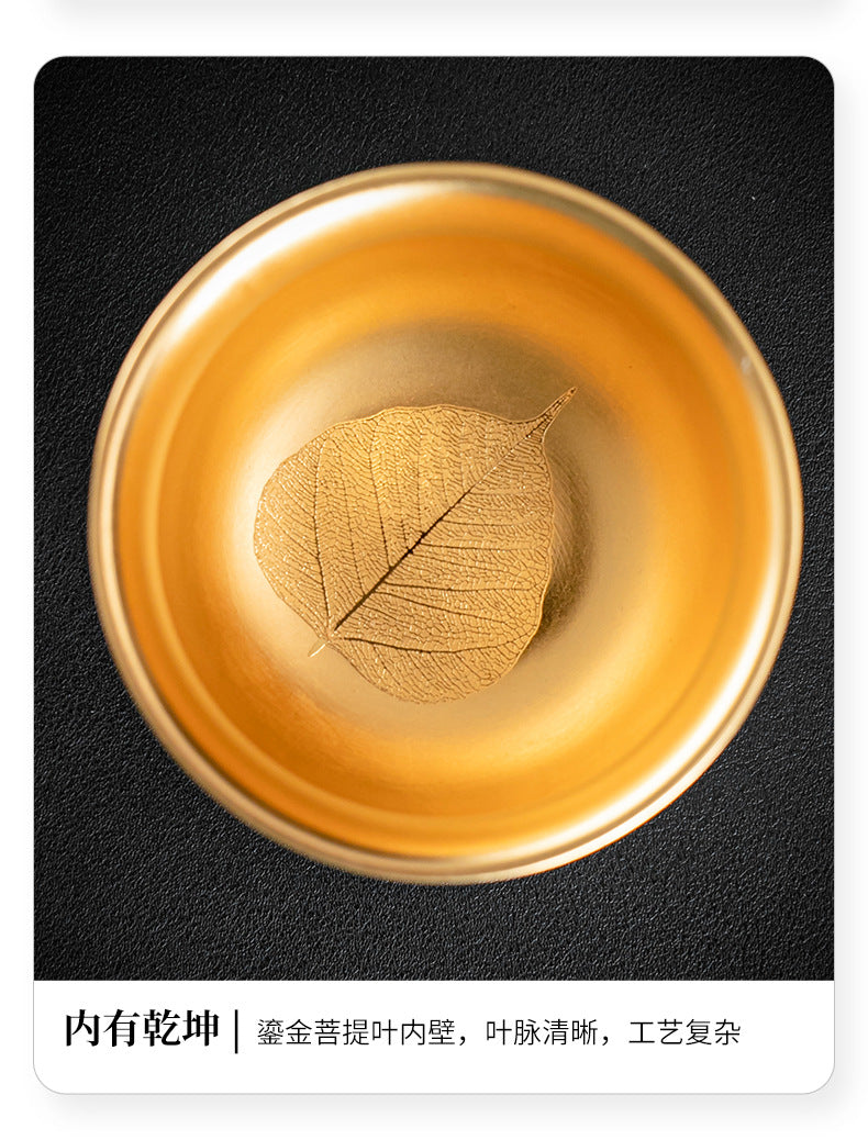 Li Bin24K Jinbei Sheep Fat Jade Porcelain Golden Cup Ceramic Kung Fu Tea Set Pure Handmade Gilded Master Cup Single Cup