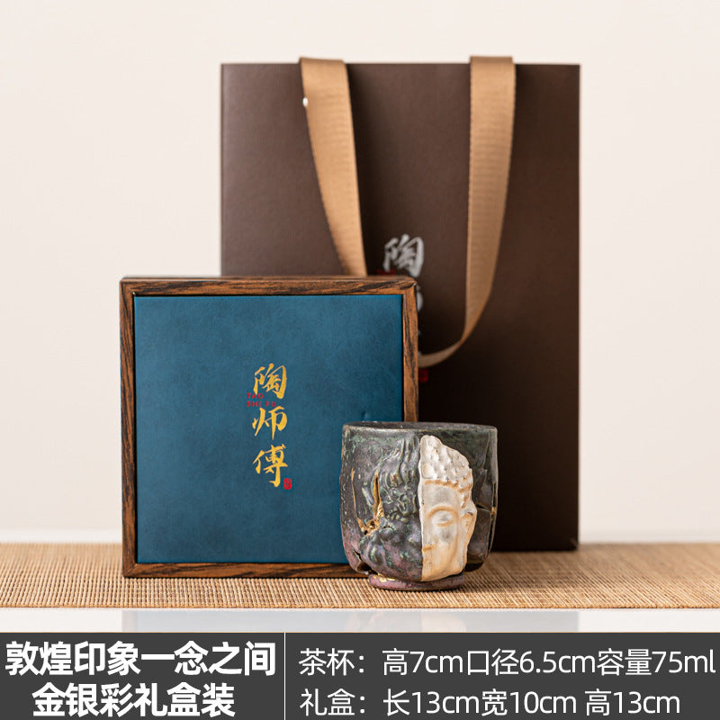 Dunhuang One Thought Between Master Cup Shino Yaki Ceramic Cup Handmade Cultural Creative High-end Retro Tea Cup Tasting Cup