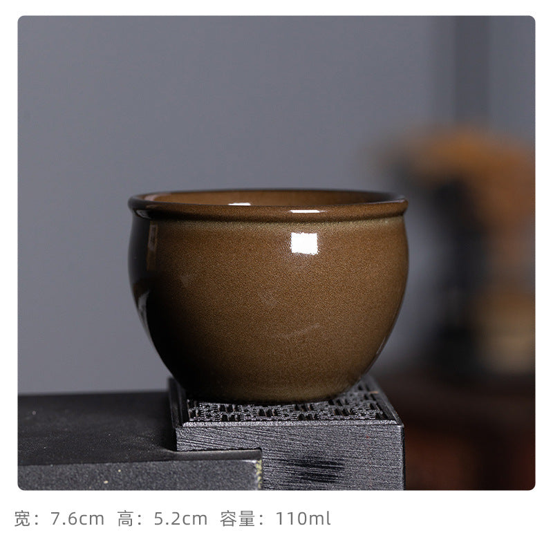New Rain in the Empty Mountains Longquan Celadon Tea-Dust Glazed Air Tank Master Cup Ceramic High-Grade Kung Fu Tea Set Tea Tasting Cup