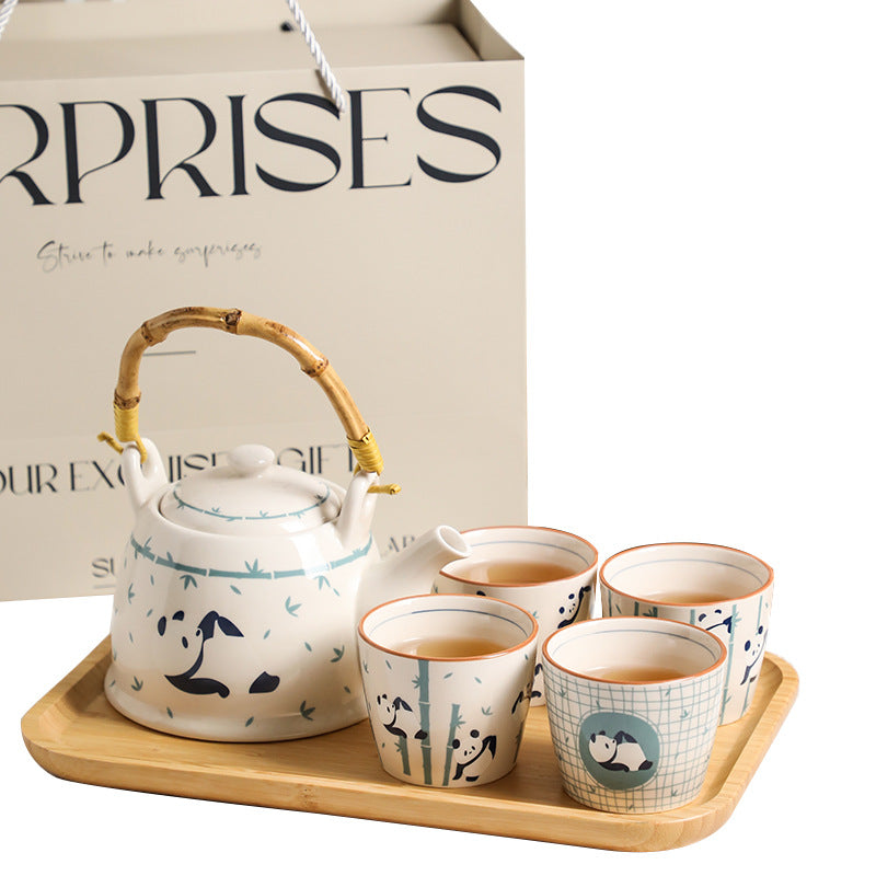 Panda Tea Set Gift Box Set Cup Kettle High-end Luxury Afternoon Tea Ceramic Teapot Teacup Housewarming Cupware