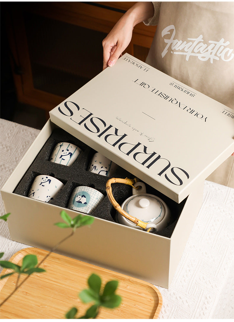 Panda Tea Set Gift Box Set Cup Kettle High-end Luxury Afternoon Tea Ceramic Teapot Teacup Housewarming Cupware