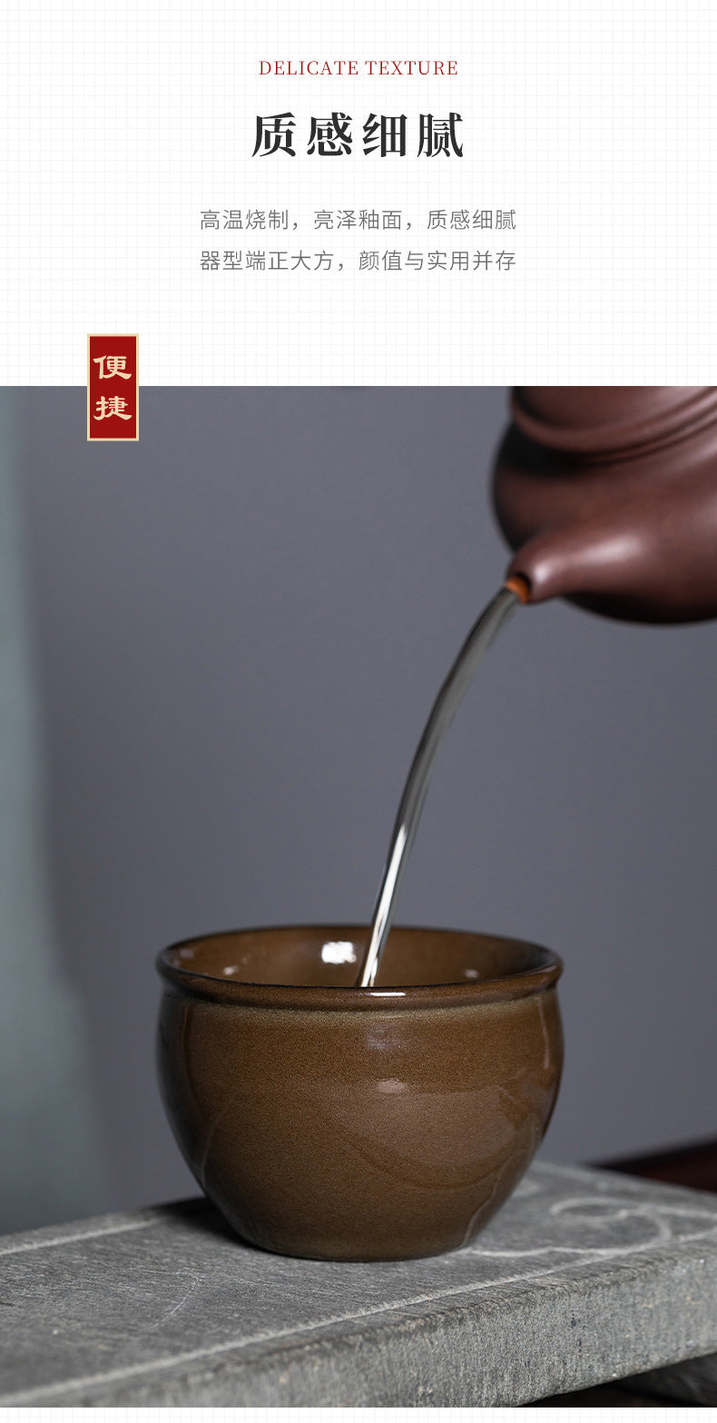 New Rain in the Empty Mountains Longquan Celadon Tea-Dust Glazed Air Tank Master Cup Ceramic High-Grade Kung Fu Tea Set Tea Tasting Cup