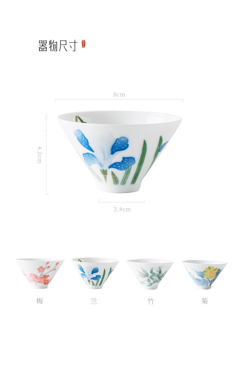 Ceramic Tea Set Cup Four Gentlemen Gift Kung Fu High-end Set Master Cup Glaze Tea Cup Underglaze Liqui Red Official Kiln