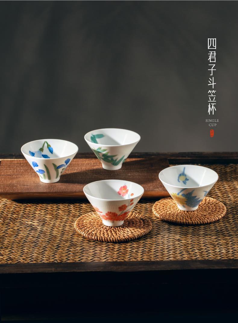 Ceramic Tea Set Cup Four Gentlemen Gift Kung Fu High-end Set Master Cup Glaze Tea Cup Underglaze Liqui Red Official Kiln