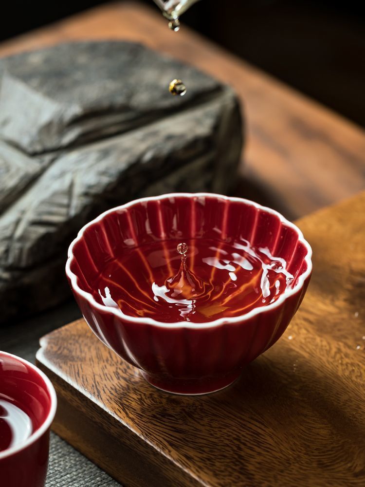 Official Kiln Specialty Ji Red Glaze Tea Cup High-end Ceramic Tasting Cup Chinese Kung Fu Tea Cup