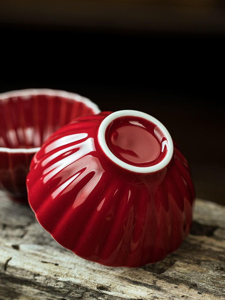 Official Kiln Specialty Ji Red Glaze Tea Cup High-end Ceramic Tasting Cup Chinese Kung Fu Tea Cup