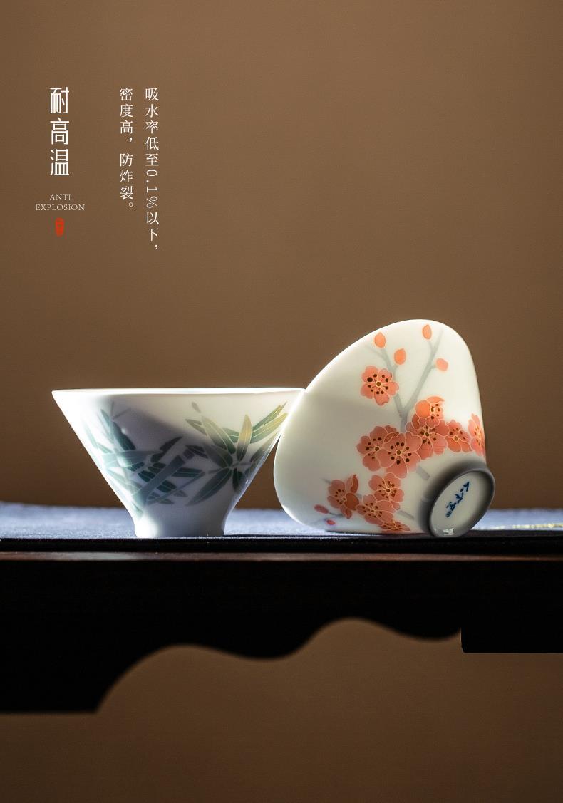 Ceramic Tea Set Cup Four Gentlemen Gift Kung Fu High-end Set Master Cup Glaze Tea Cup Underglaze Liqui Red Official Kiln