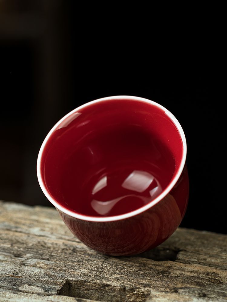 Official Kiln Specialty Ji Red Glaze Tea Cup High-end Ceramic Tasting Cup Chinese Kung Fu Tea Cup
