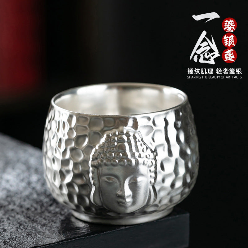 Li Bin Silver Cup Pure Silver One Thought Tea Cup Ceramic Master Cup Single Cup High-end Kung Fu Tea Set Gilded Silver Water Cup