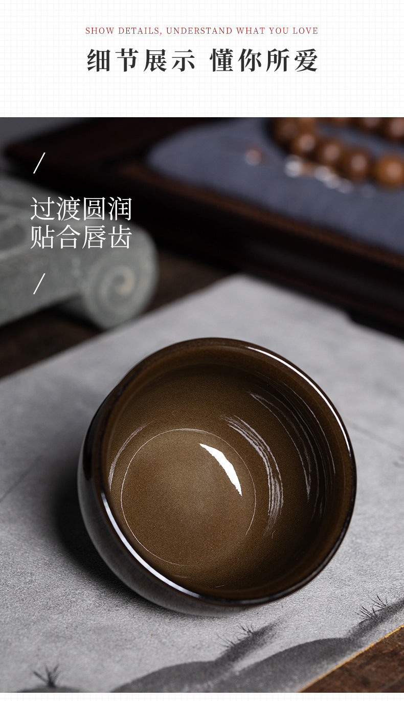 New Rain in the Empty Mountains Longquan Celadon Tea-Dust Glazed Air Tank Master Cup Ceramic High-Grade Kung Fu Tea Set Tea Tasting Cup