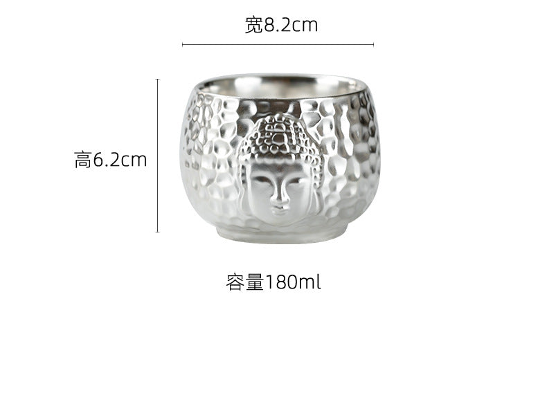 Li Bin Silver Cup Pure Silver One Thought Tea Cup Ceramic Master Cup Single Cup High-end Kung Fu Tea Set Gilded Silver Water Cup