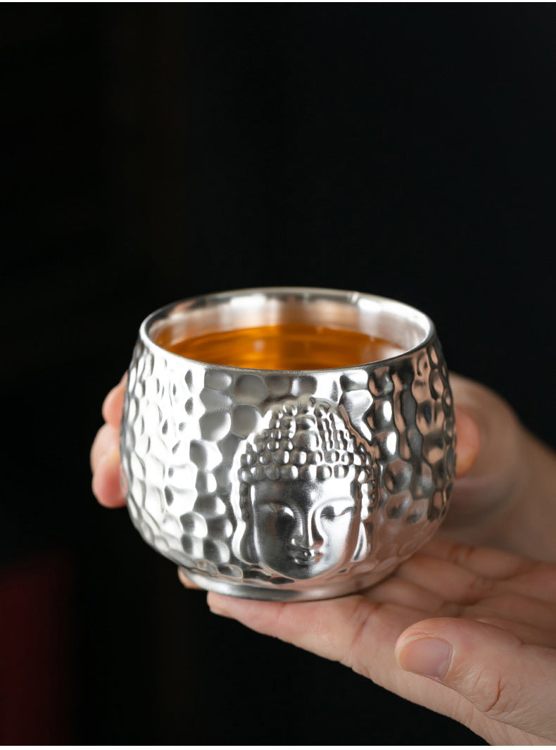 Li Bin Silver Cup Pure Silver One Thought Tea Cup Ceramic Master Cup Single Cup High-end Kung Fu Tea Set Gilded Silver Water Cup