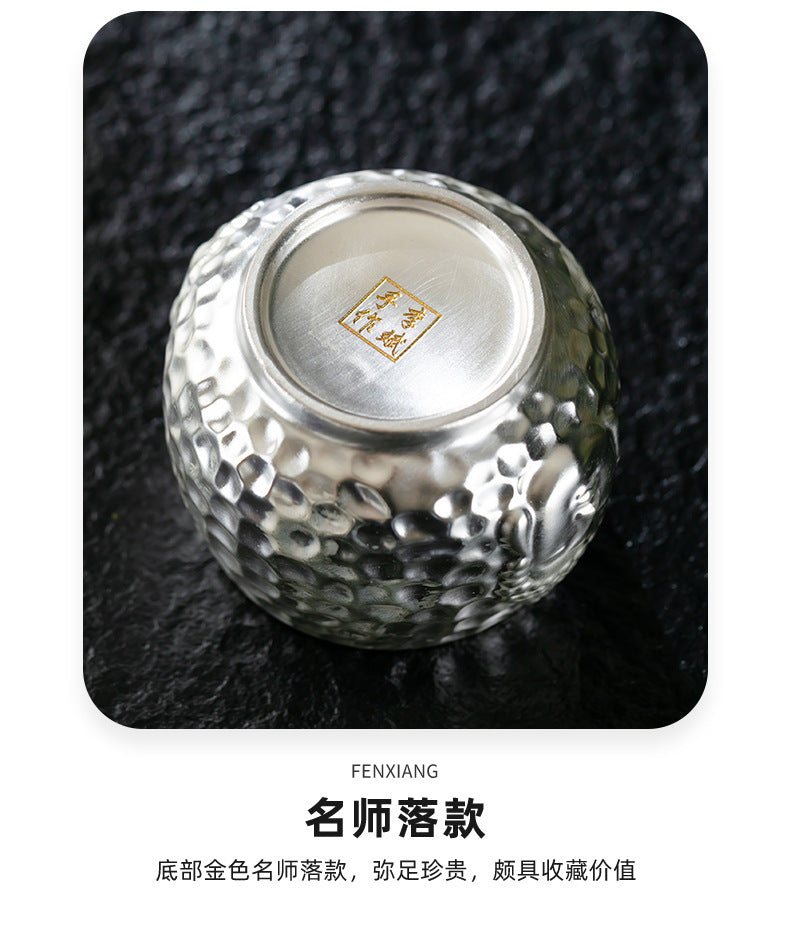 Li Bin Silver Cup Pure Silver One Thought Tea Cup Ceramic Master Cup Single Cup High-end Kung Fu Tea Set Gilded Silver Water Cup