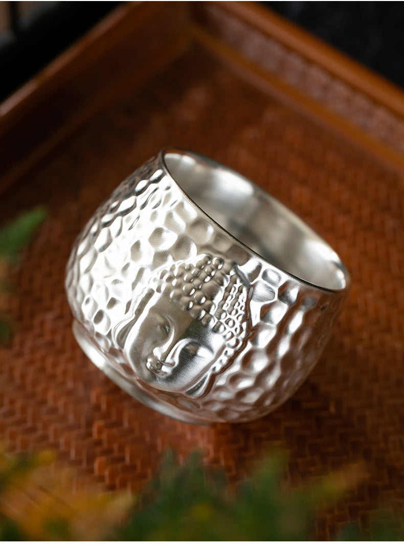 Li Bin Silver Cup Pure Silver One Thought Tea Cup Ceramic Master Cup Single Cup High-end Kung Fu Tea Set Gilded Silver Water Cup