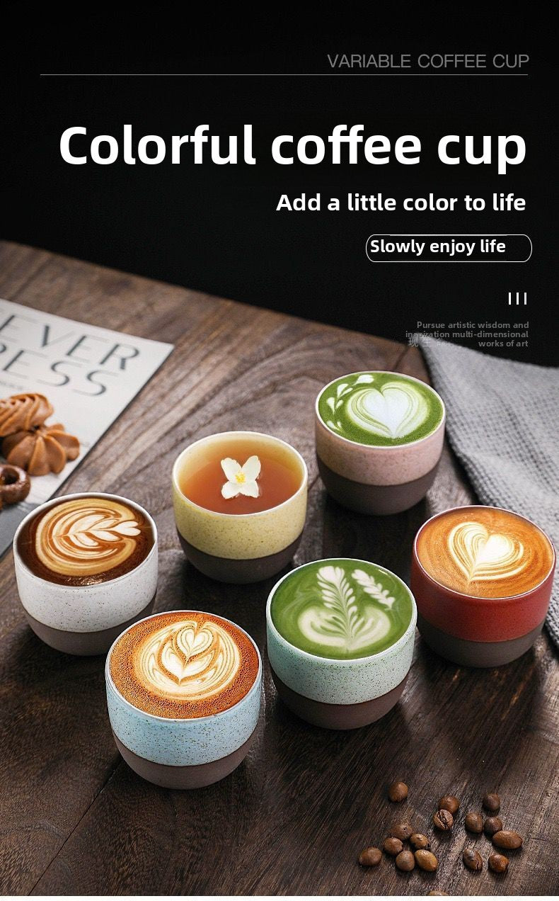Cross-Border Retro Coarse Pottery Espresso Cup Japanese Creative Colorful Master Cup Tea Cup Matte Texture Spot Cup Wholesale
