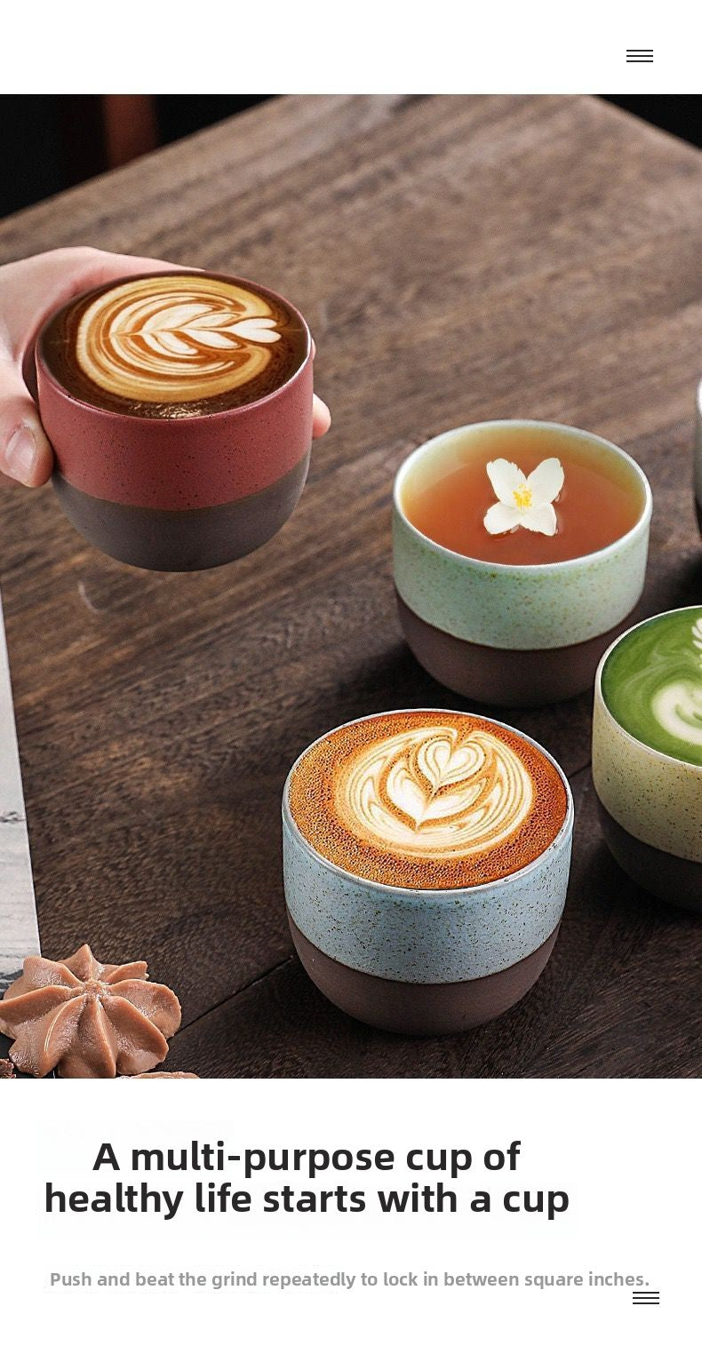 Cross-Border Retro Coarse Pottery Espresso Cup Japanese Creative Colorful Master Cup Tea Cup Matte Texture Spot Cup Wholesale