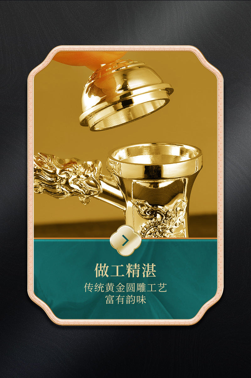 Dragon and Phoenix Auspicious Wine Set Six-Piece Luxury Retro Gold-Plated Wine Set Five-Piece Leather Box Set Exquisite Creative Gift