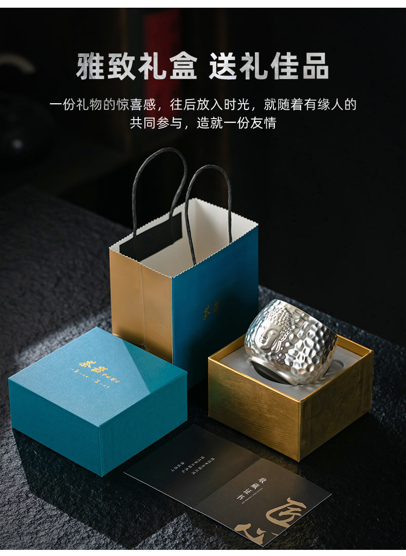 Li Bin Silver Cup Pure Silver One Thought Tea Cup Ceramic Master Cup Single Cup High-end Kung Fu Tea Set Gilded Silver Water Cup