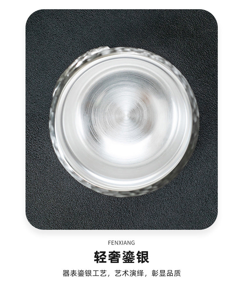 Li Bin Silver Cup Pure Silver One Thought Tea Cup Ceramic Master Cup Single Cup High-end Kung Fu Tea Set Gilded Silver Water Cup