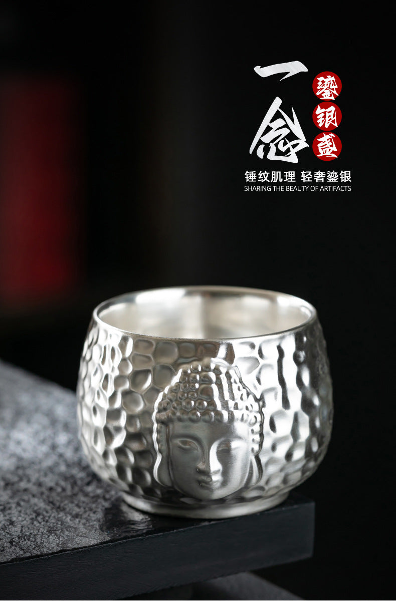 Li Bin Silver Cup Pure Silver One Thought Tea Cup Ceramic Master Cup Single Cup High-end Kung Fu Tea Set Gilded Silver Water Cup