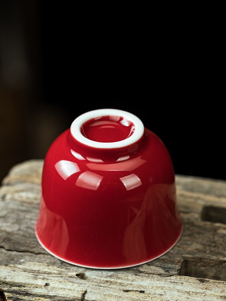 Official Kiln Specialty Ji Red Glaze Tea Cup High-end Ceramic Tasting Cup Chinese Kung Fu Tea Cup