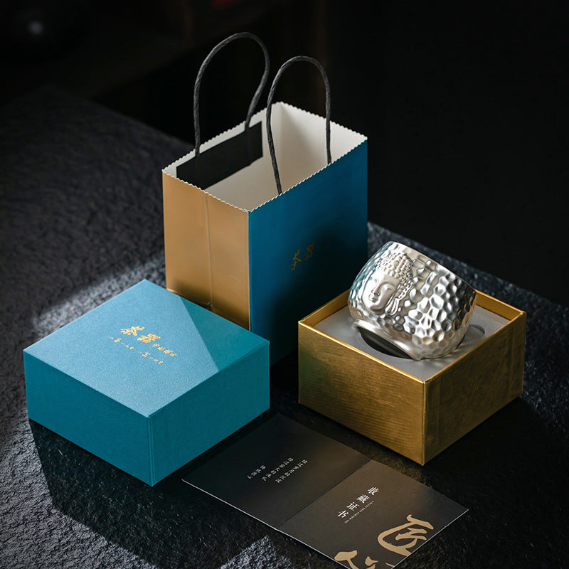 Li Bin Silver Cup Pure Silver One Thought Tea Cup Ceramic Master Cup Single Cup High-end Kung Fu Tea Set Gilded Silver Water Cup