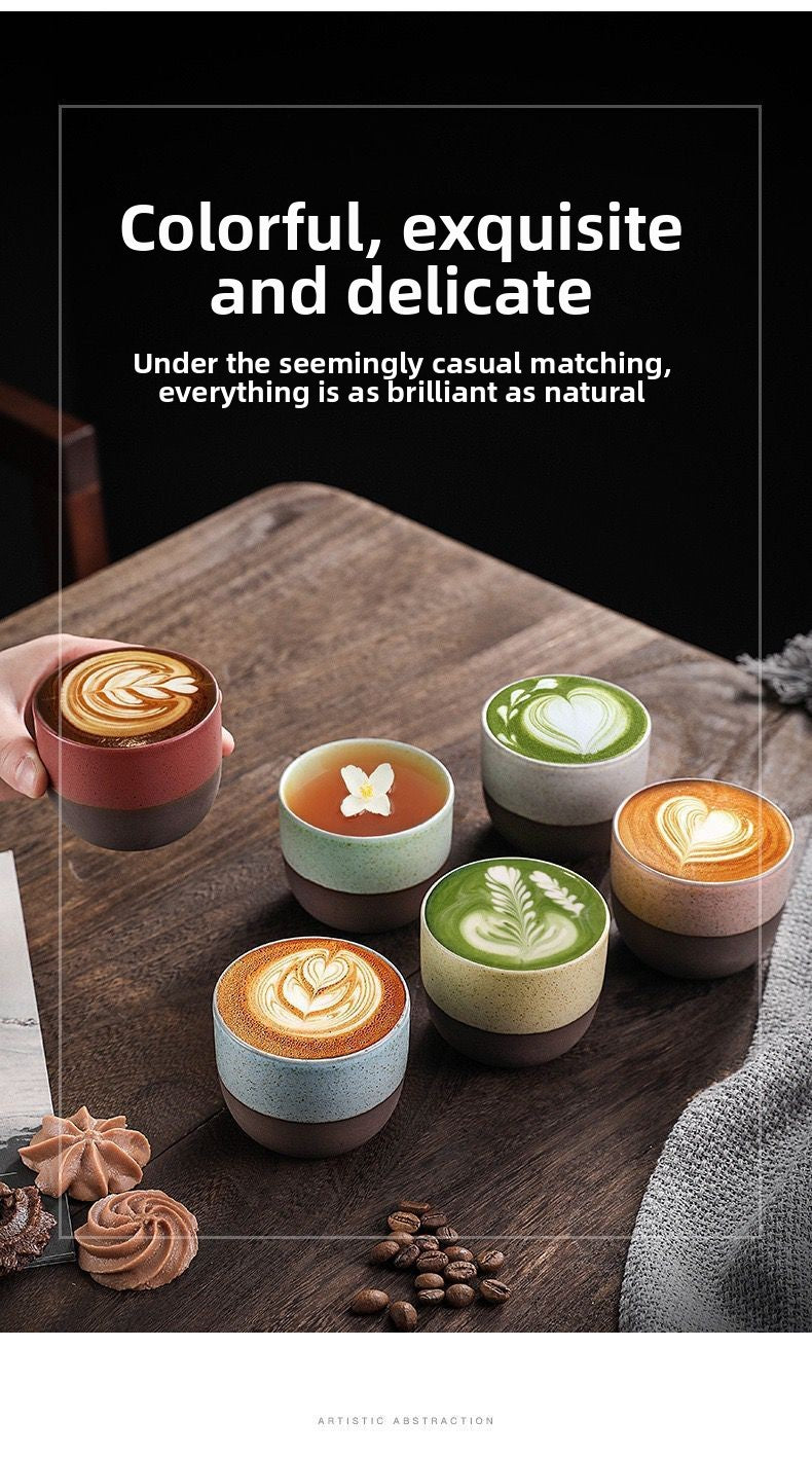 Cross-Border Retro Coarse Pottery Espresso Cup Japanese Creative Colorful Master Cup Tea Cup Matte Texture Spot Cup Wholesale