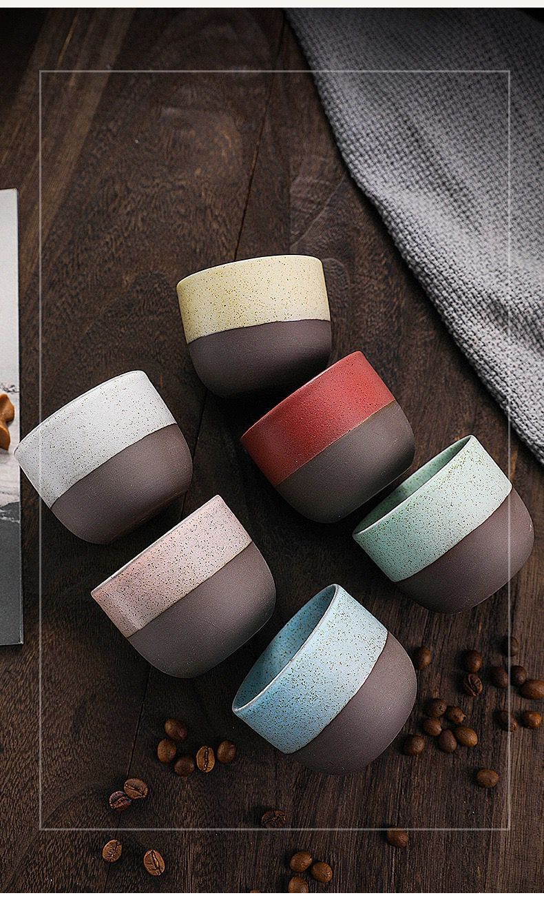 Cross-Border Retro Coarse Pottery Espresso Cup Japanese Creative Colorful Master Cup Tea Cup Matte Texture Spot Cup Wholesale