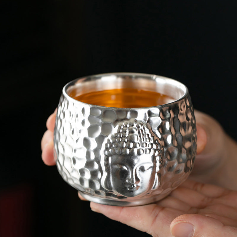 Li Bin Silver Cup Pure Silver One Thought Tea Cup Ceramic Master Cup Single Cup High-end Kung Fu Tea Set Gilded Silver Water Cup