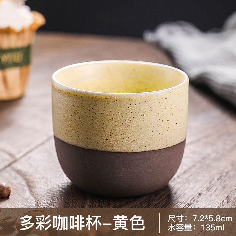 Cross-Border Retro Coarse Pottery Espresso Cup Japanese Creative Colorful Master Cup Tea Cup Matte Texture Spot Cup Wholesale