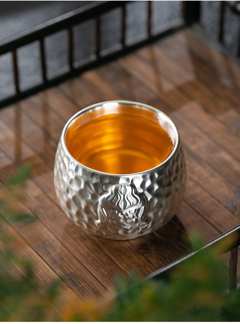 Li Bin Silver Cup Pure Silver One Thought Tea Cup Ceramic Master Cup Single Cup High-end Kung Fu Tea Set Gilded Silver Water Cup