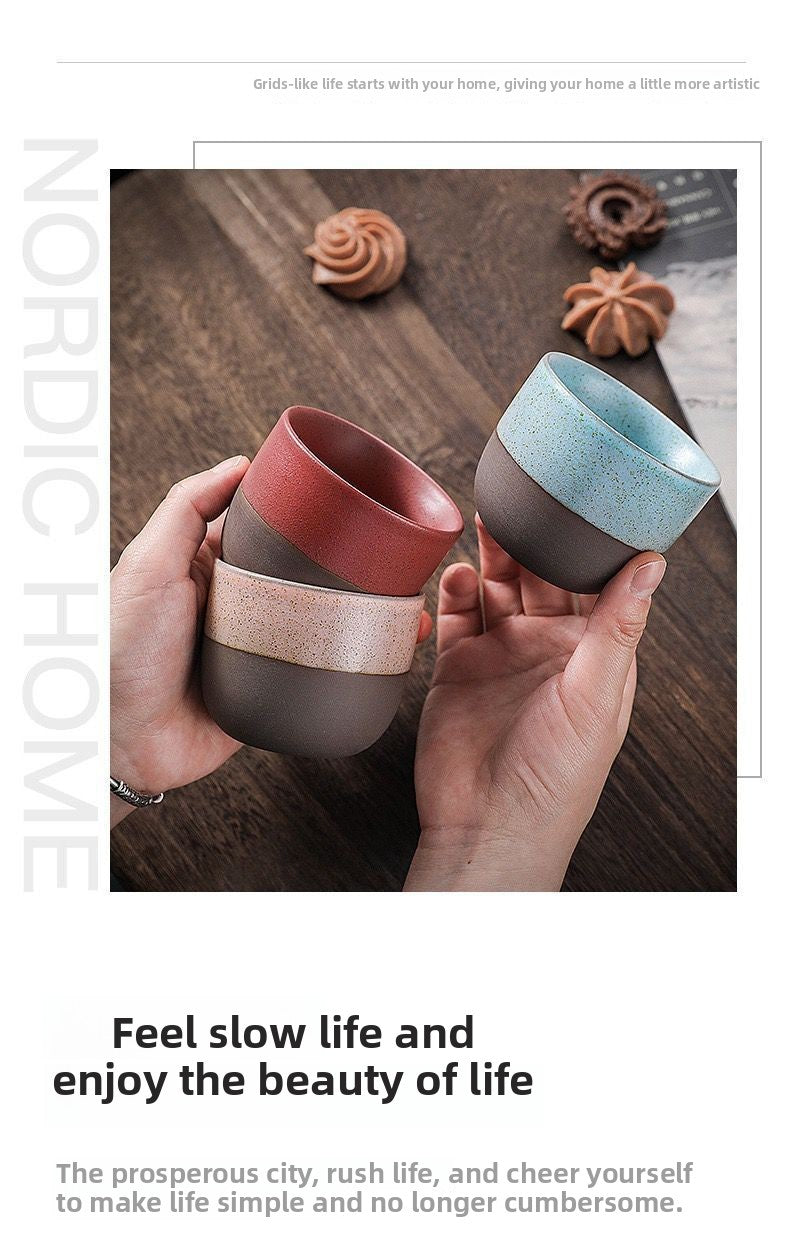Cross-Border Retro Coarse Pottery Espresso Cup Japanese Creative Colorful Master Cup Tea Cup Matte Texture Spot Cup Wholesale