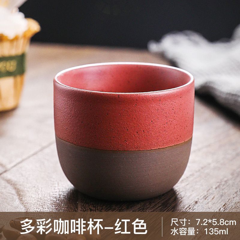 Cross-Border Retro Coarse Pottery Espresso Cup Japanese Creative Colorful Master Cup Tea Cup Matte Texture Spot Cup Wholesale