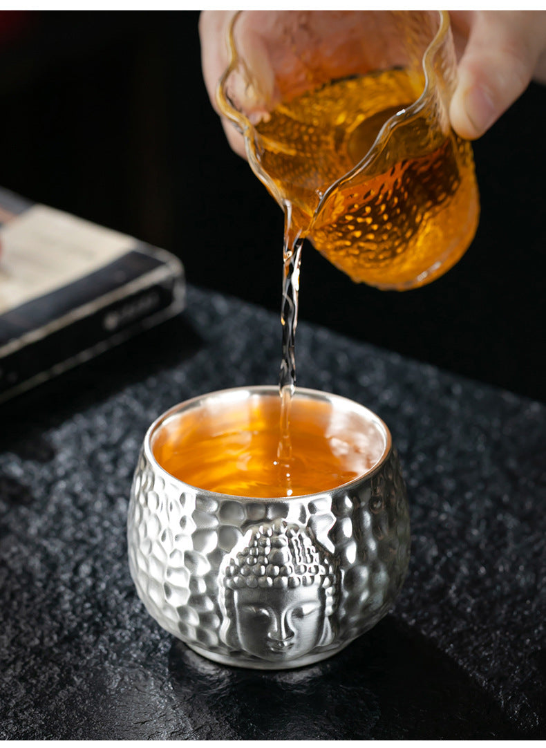 Li Bin Silver Cup Pure Silver One Thought Tea Cup Ceramic Master Cup Single Cup High-end Kung Fu Tea Set Gilded Silver Water Cup
